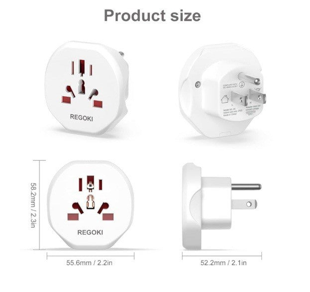 US Travel Plug Adapter, [2 Packs] EU Europe/UK/Australia/China/Italy to USA 3A