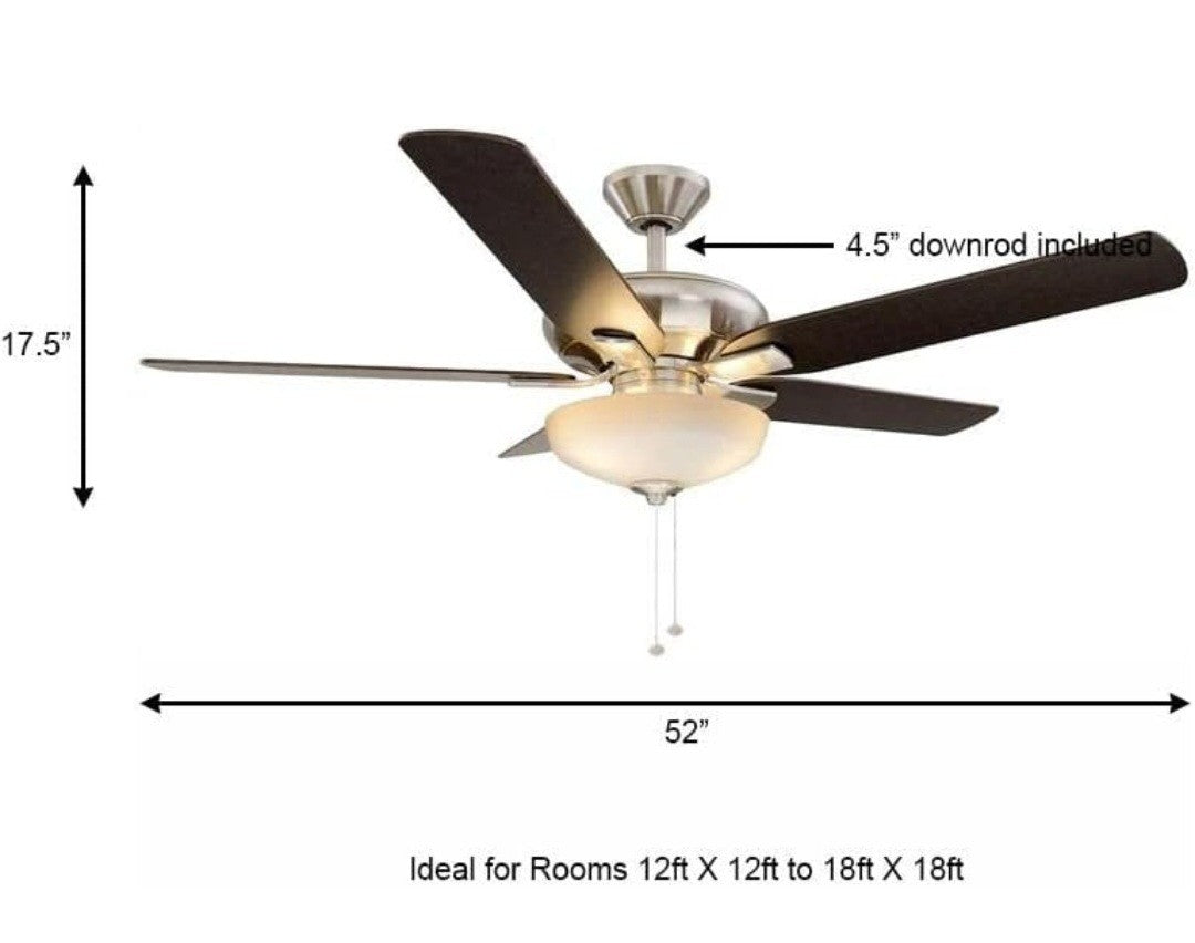 Hampton Bay Holly Springs 52" LED Ceiling Fan - Brushed Nickel (57269) 3E
