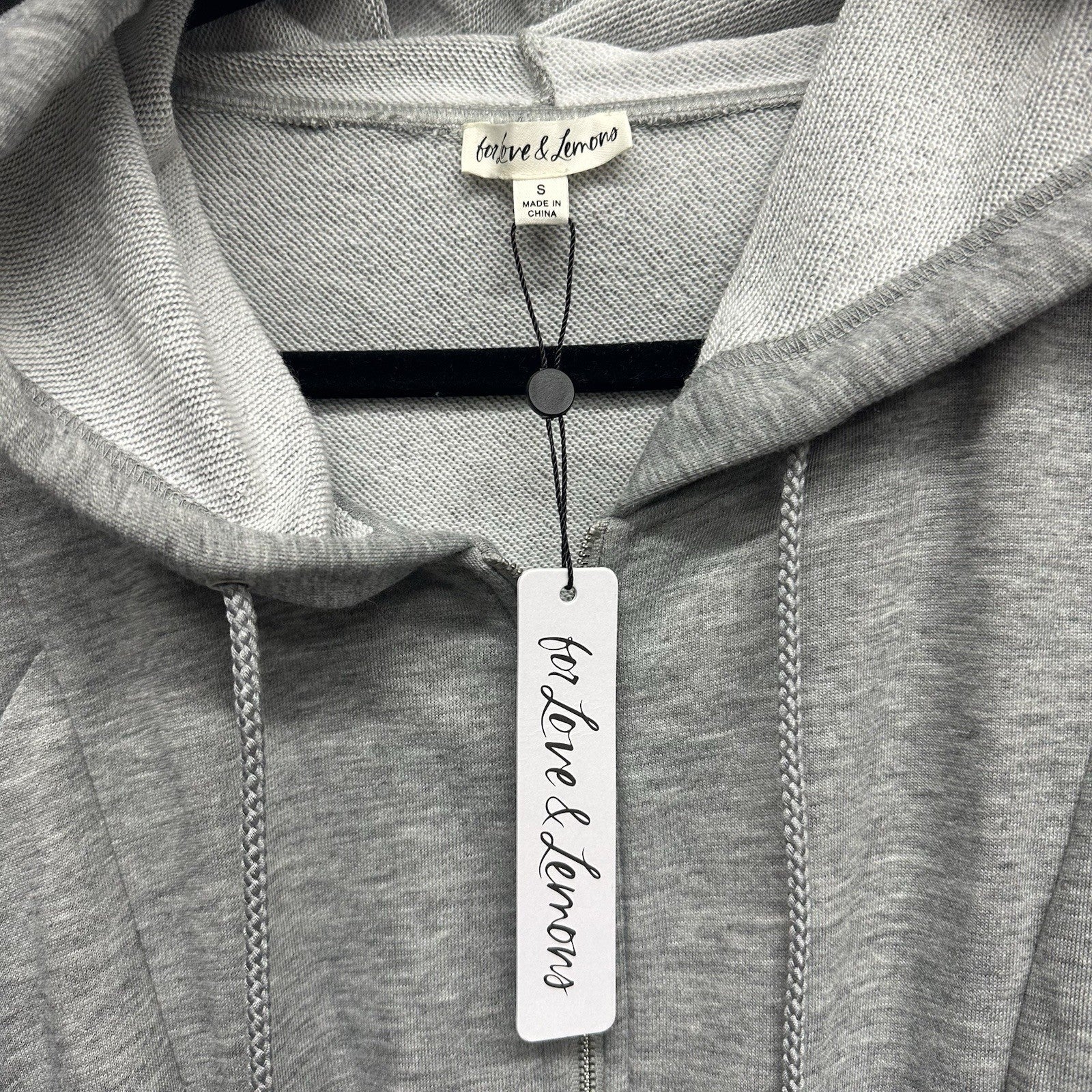 For Love & Lemons Small Gray Jumpsuit Shorts Long Sleeve Pockets Hoodie Zip 0083