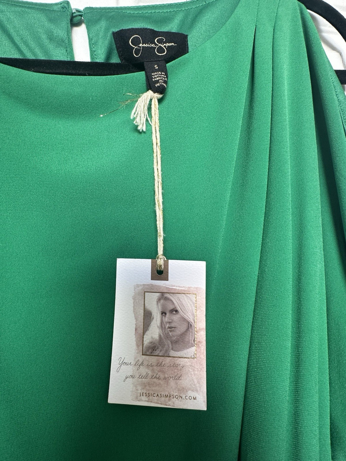 Jessica Simpson Kelly Green Cold Slit Shoulder Short Dress NWT (0067)