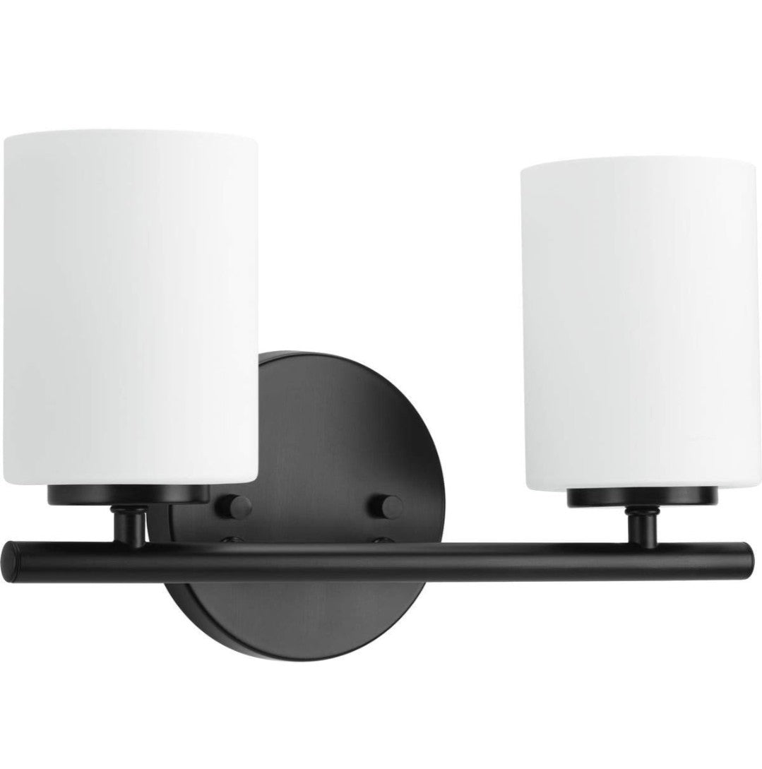 Progress Replay Collection Etched Glass Modern Bath Vanity Light, Black 3A
