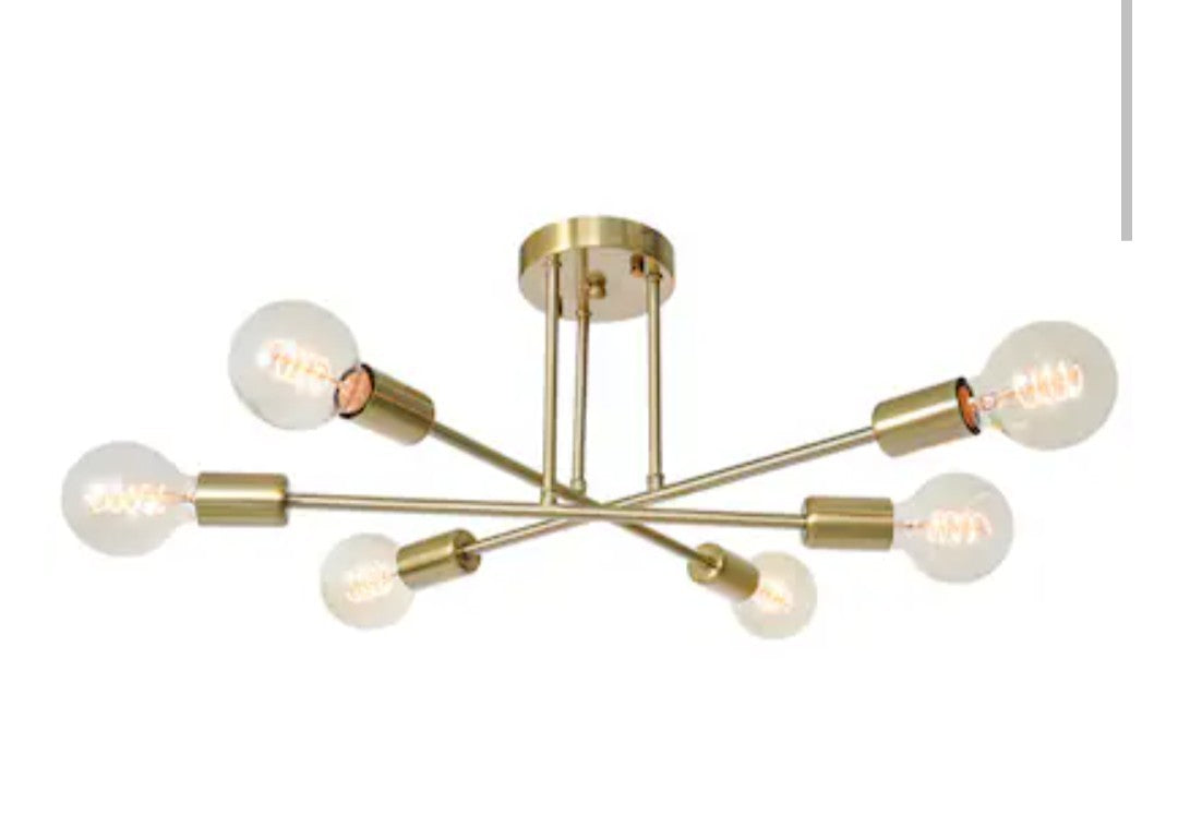 Y'INSP Serta 6 -Light 19-in Gold Semi Flush Mount Light 3B