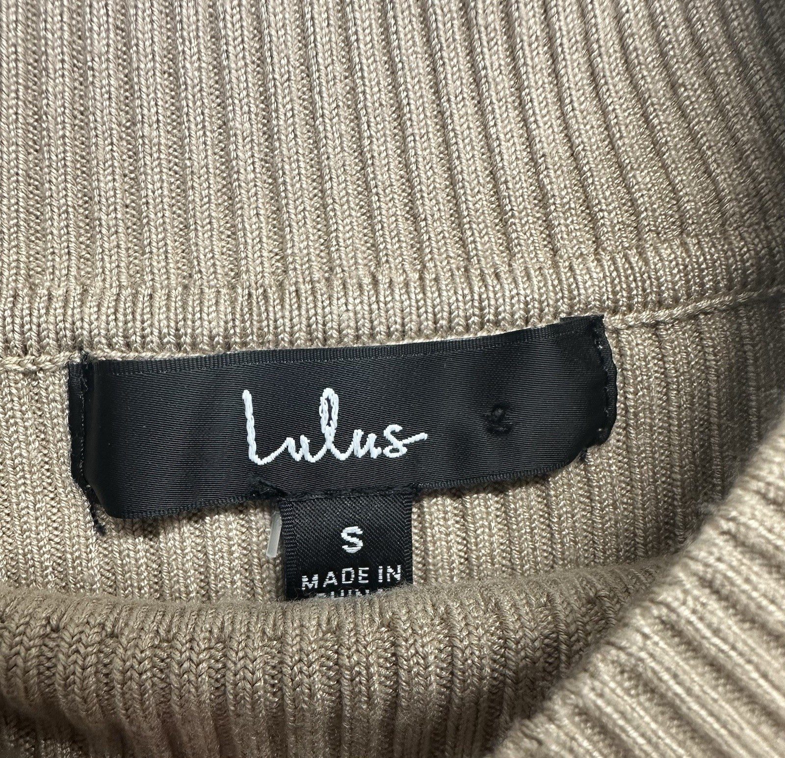 Women’s Lulus light Brown Ribbed Long Sleeve Small Top With Cutout