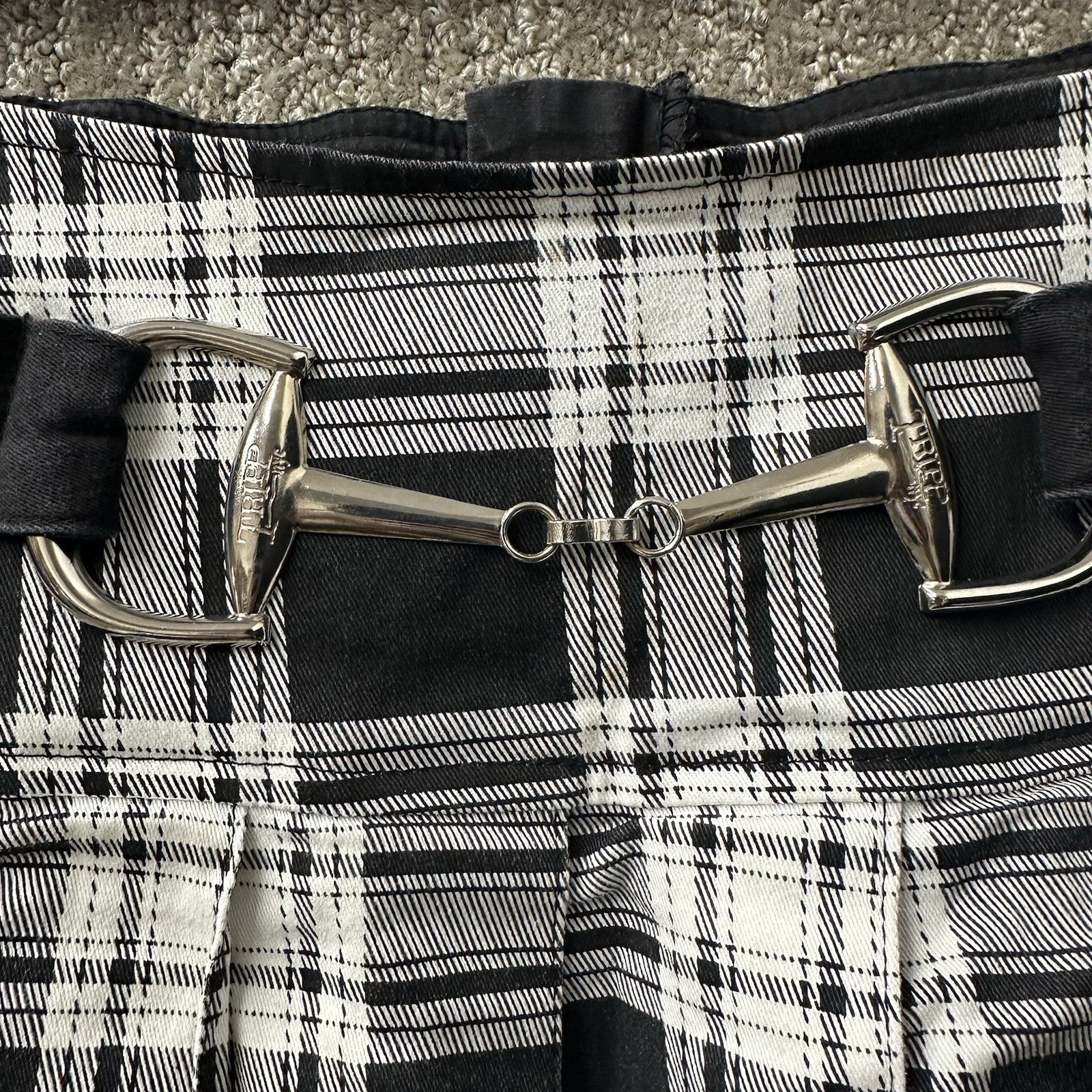 Tripp NYC Plaid Mini Skirt Y2K XS Hot Topic Black & White Goth Punk 0097