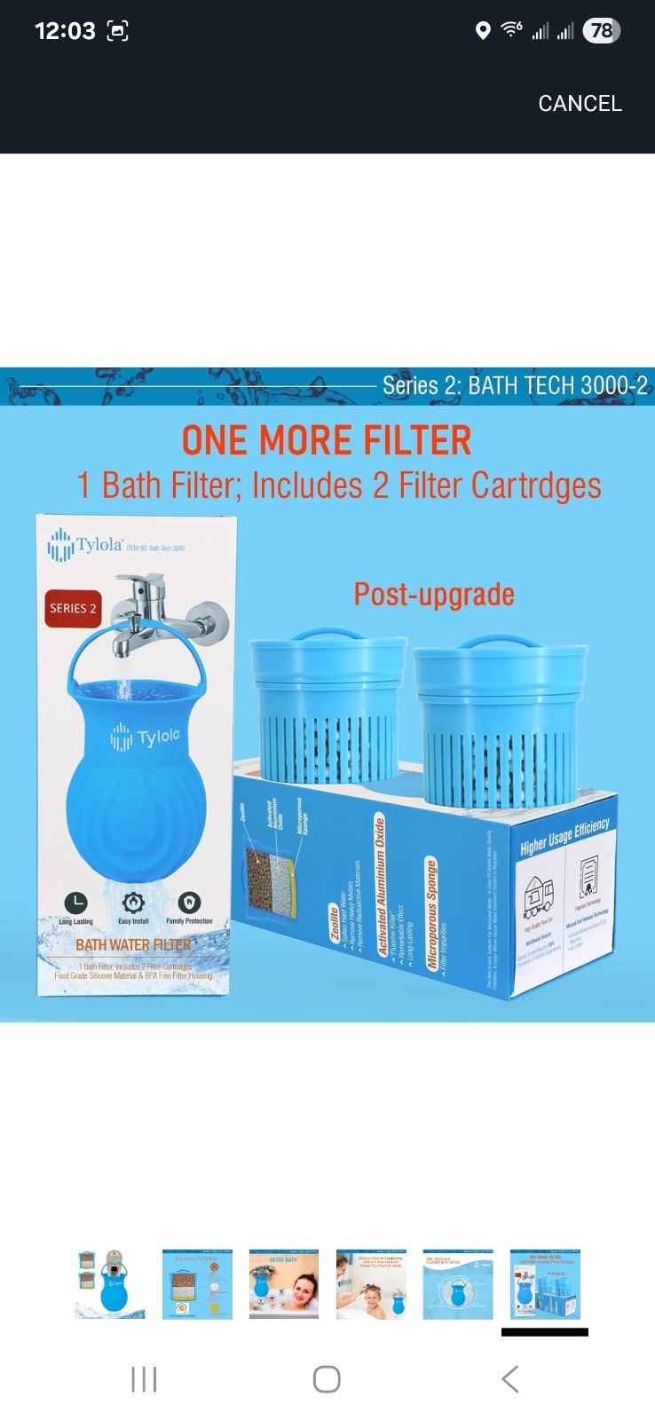 Tylola Bathtub Faucet Ball Water Filter. Zeolite Detox-Ionic Detox Bath 7A