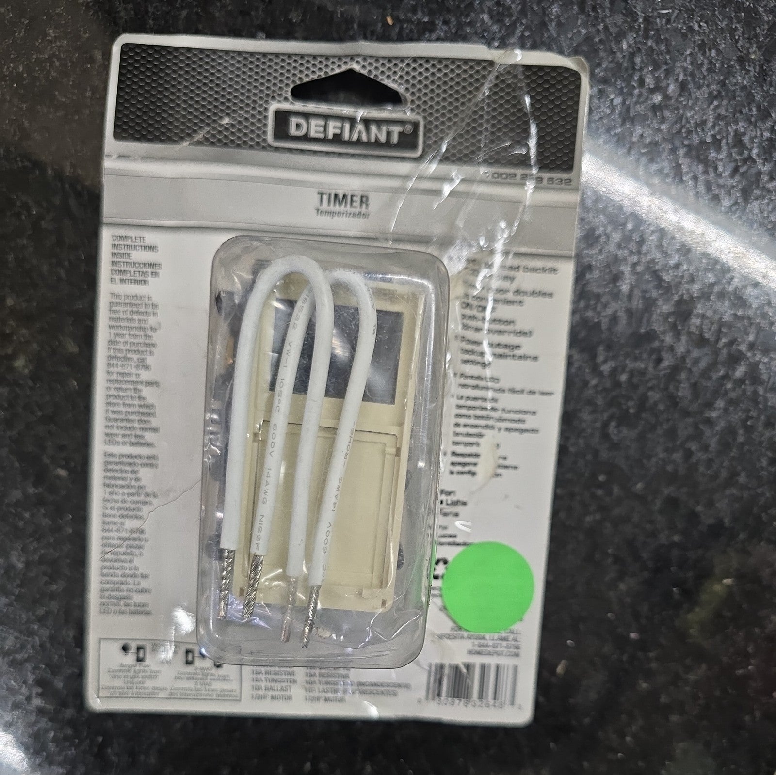 Defiant 3-Way Daylight Adjusting Digital Timer w/ Screw Terminals In-Wall Wh 6C