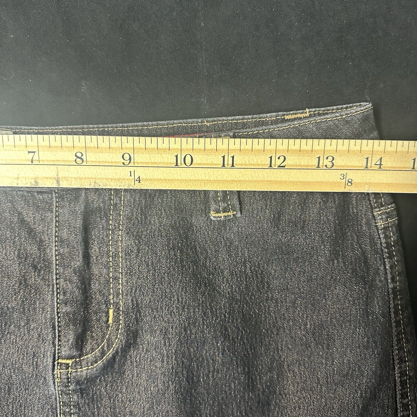 90s Guess Vintage Y2K Glimmer Red Label Dark Indigo Jean Skirt 27 (Fits 28) 0095