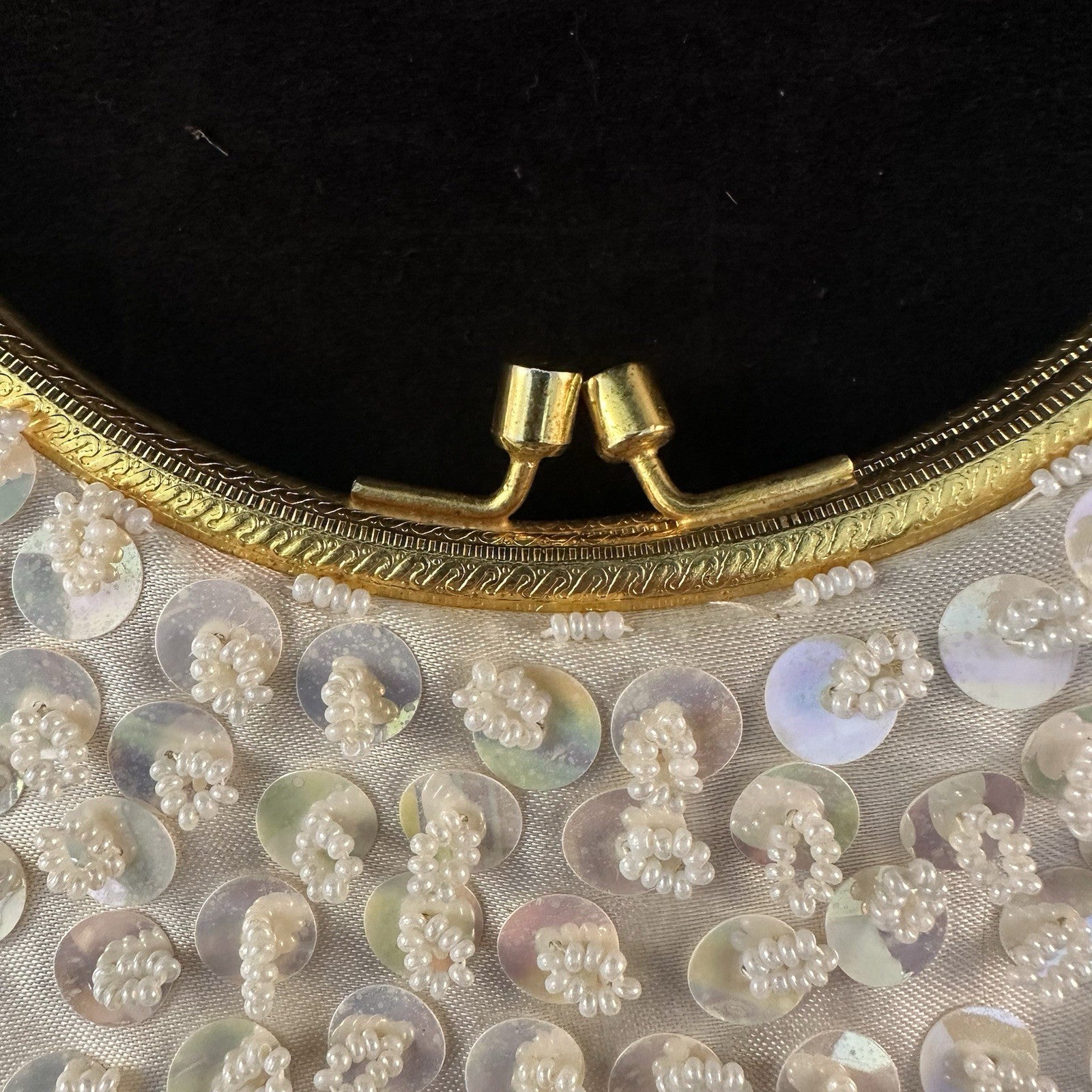 Vintage Beaded Evening Wedding Bag Elephant Brand Made In Hong Kong Good 6C