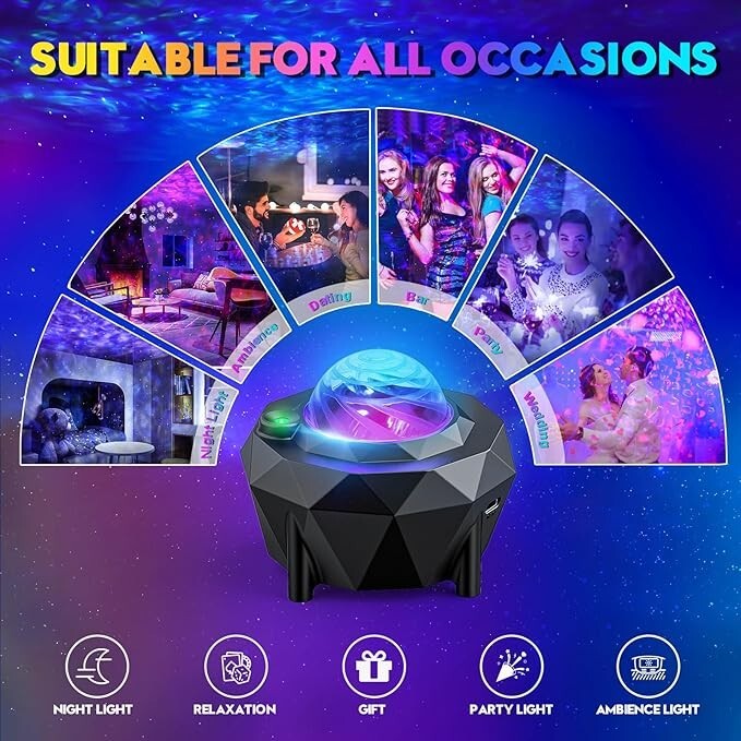 Star Projector Galaxy Light Projector with Remote & Bluetooth Speaker 6A