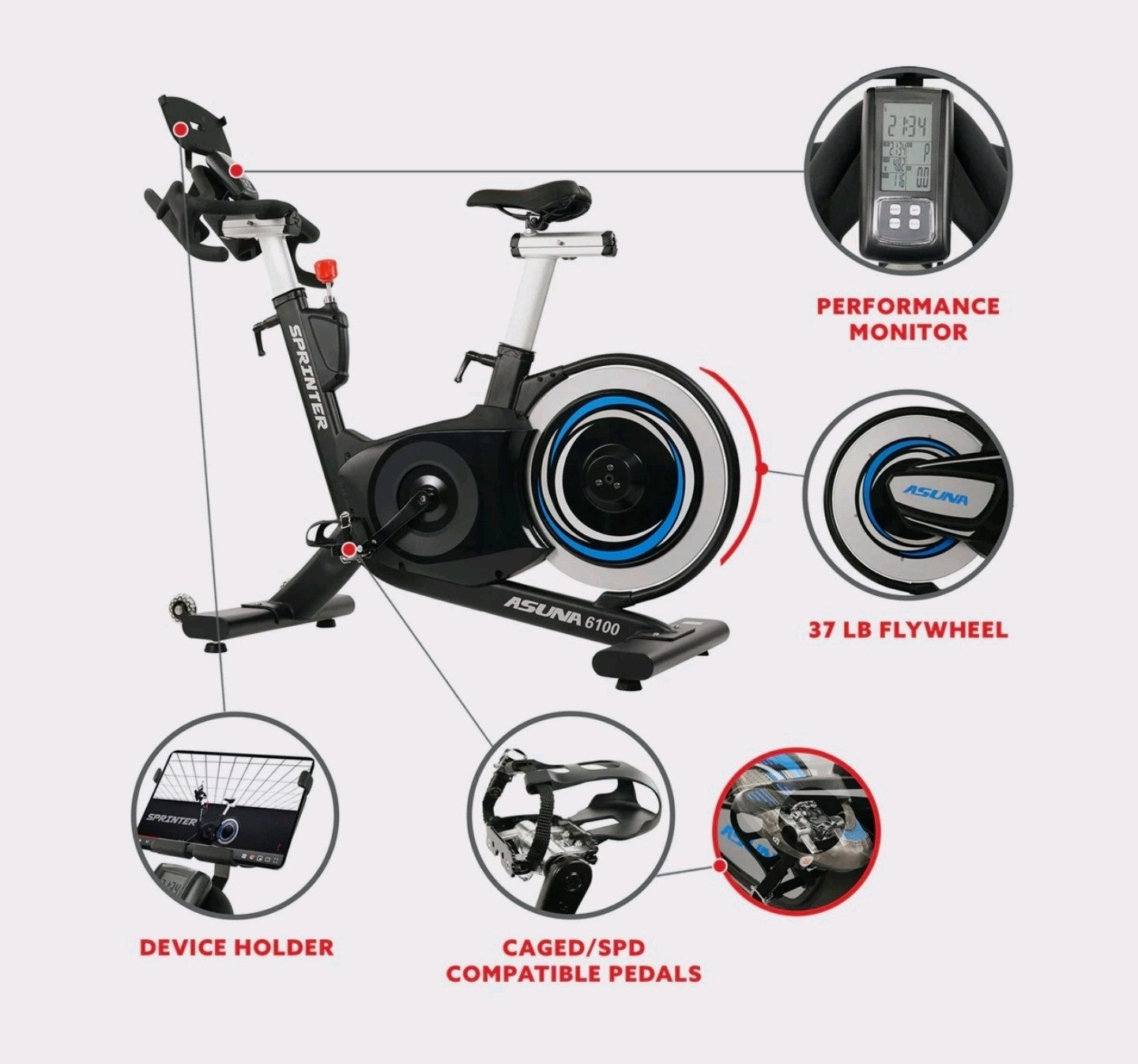 ASUNA 6100 Sprinter Indoor Exercise Bike Magnetic Resistance Belt Drive
