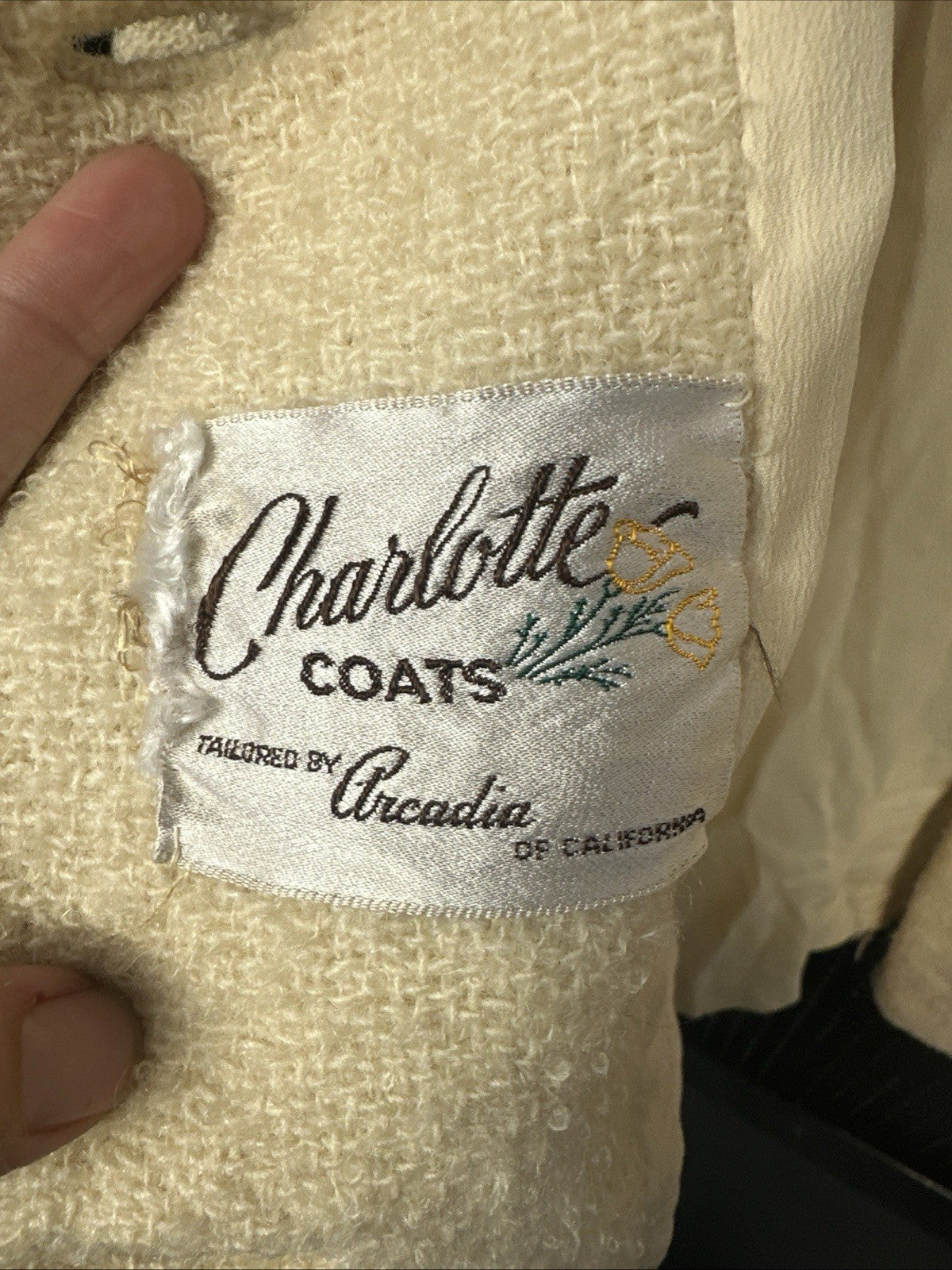 Women’s Vintage Charlotte Coat’s Peacoat  3/4 Sleeve Cream XS Union Label