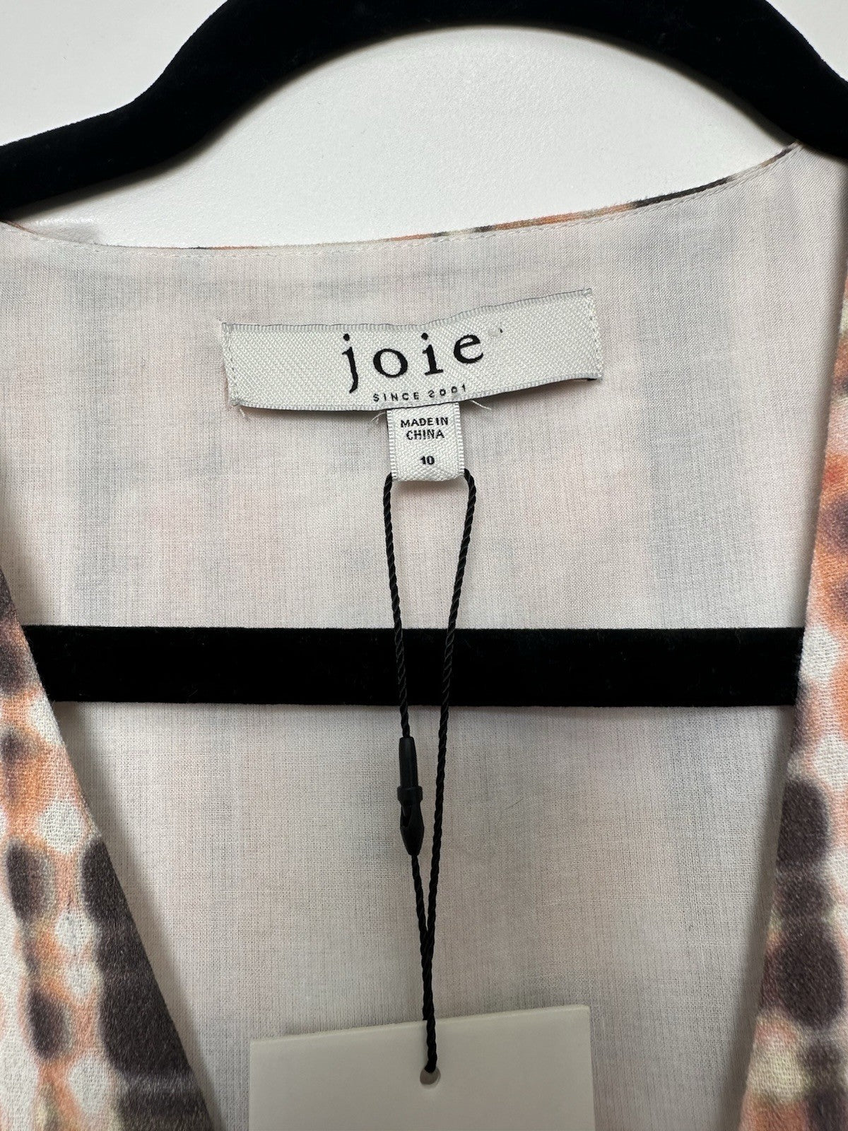 Joie Dress Womens 10 Tobey Espresso Multi  Midi Maxi V Neck Cotton 3/4 Sleeve