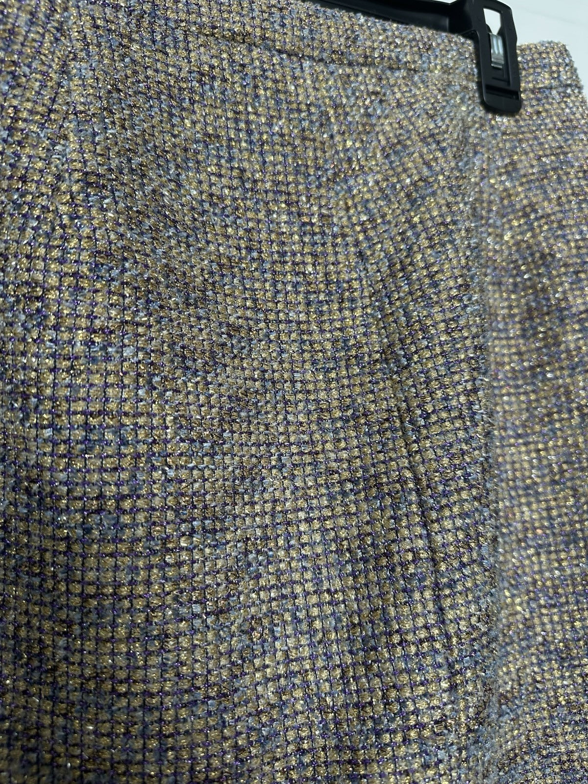 J. Crew Sz 6 Skirt Purple/Gold Pencil Skirt Full Side Front Zip Up (0073)