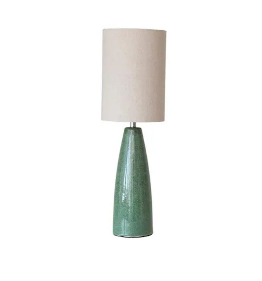 Bloomingville 27.56 in. Reactive Glaze Green Ceramic Table Lamp 12B