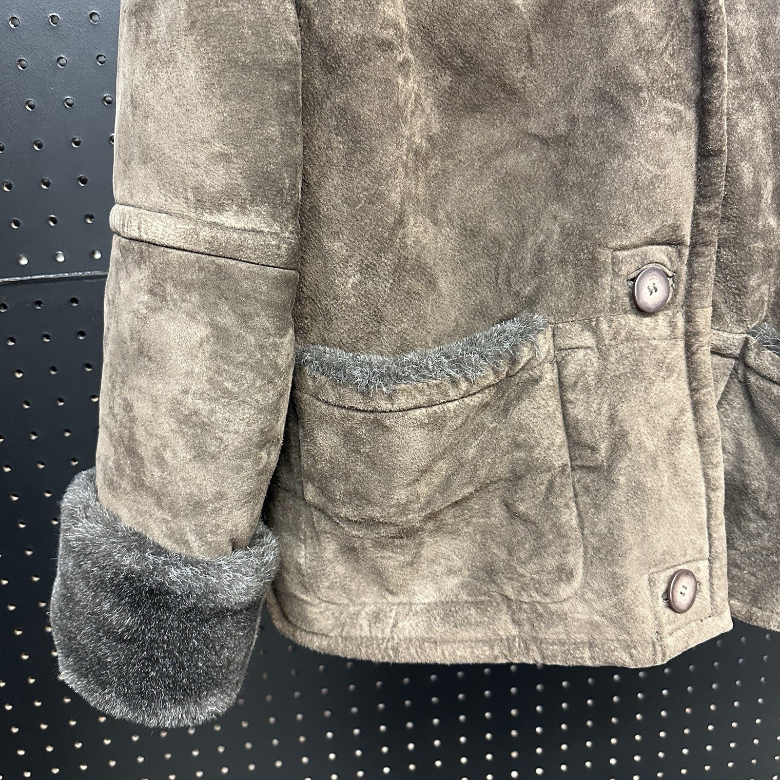 Women’s Colebrook & Co. Small Brown Leather Coat Faux Fur Lining