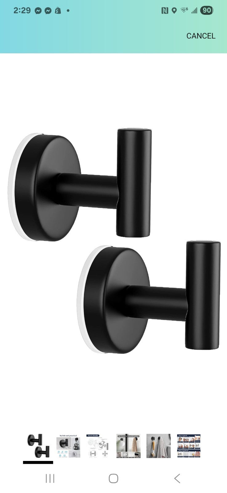 Suction Cup Hooks for Shower, 2 Pack Towel Hook for Bathroom Wall 7C
