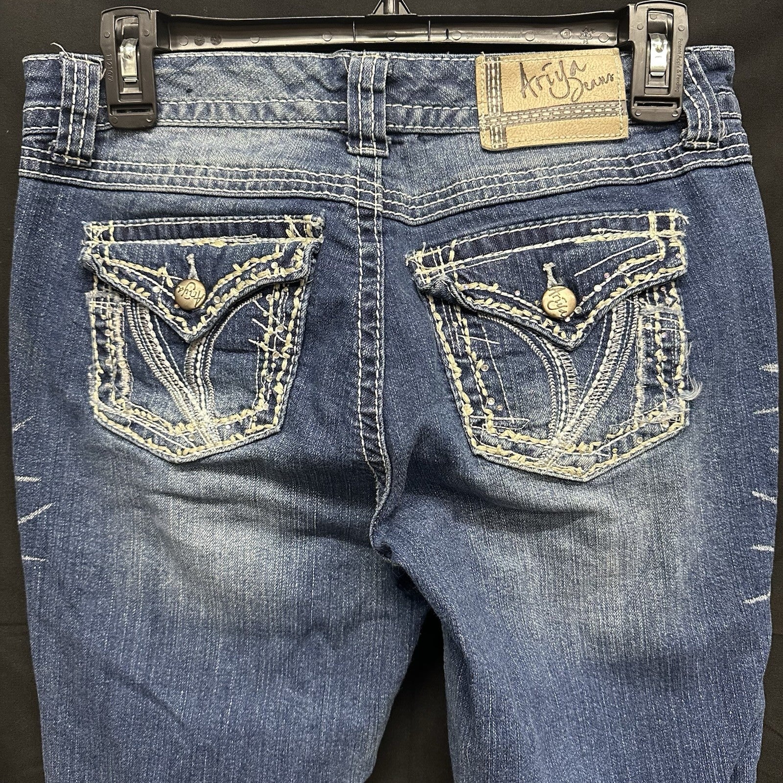 Ariya Jeans 5/6 (Fits 27) Rhinestone Straight Blue Jeans (0075)