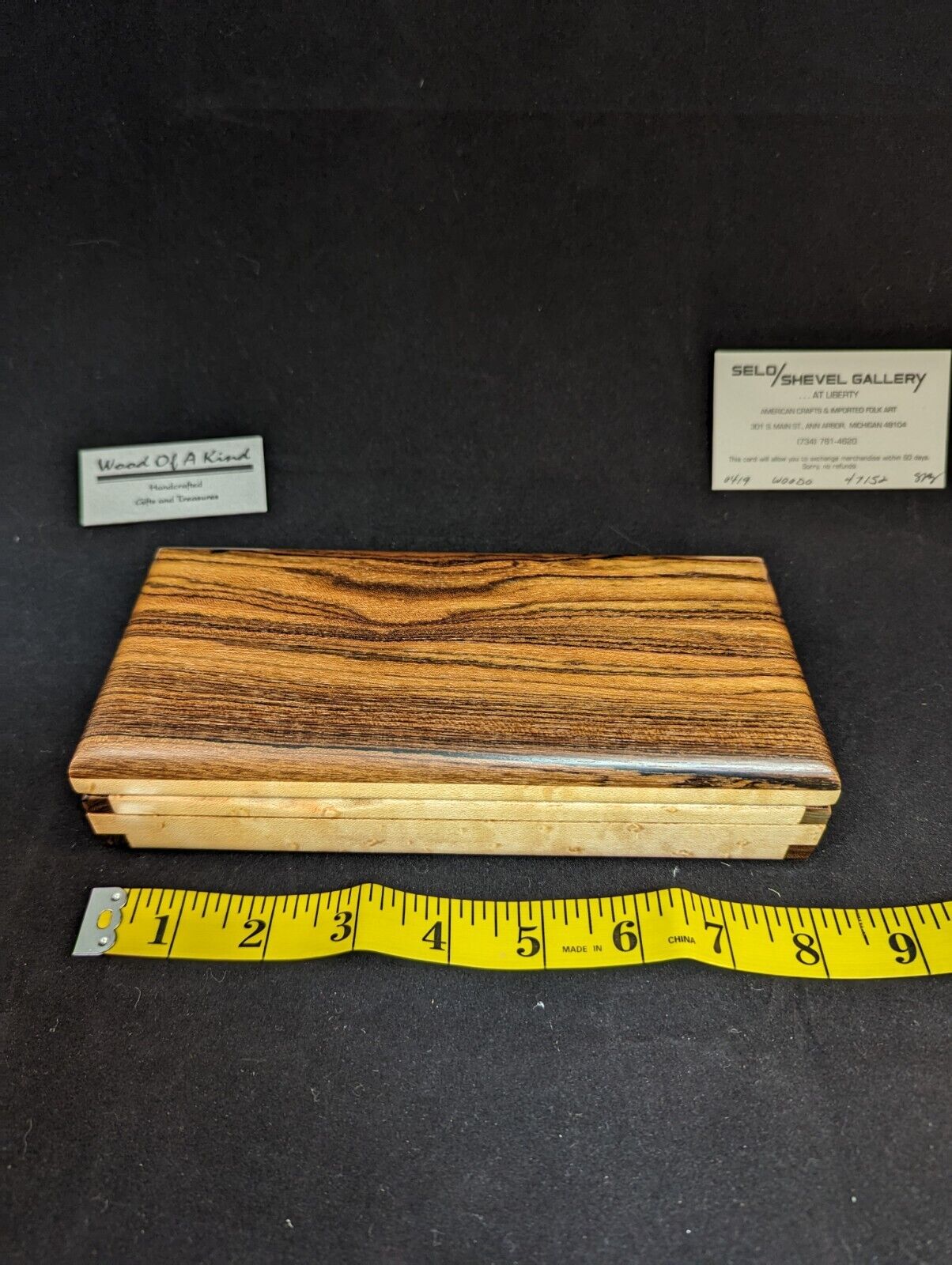 Hand crafted Wood Box 4" X 8" X 1 3/4"