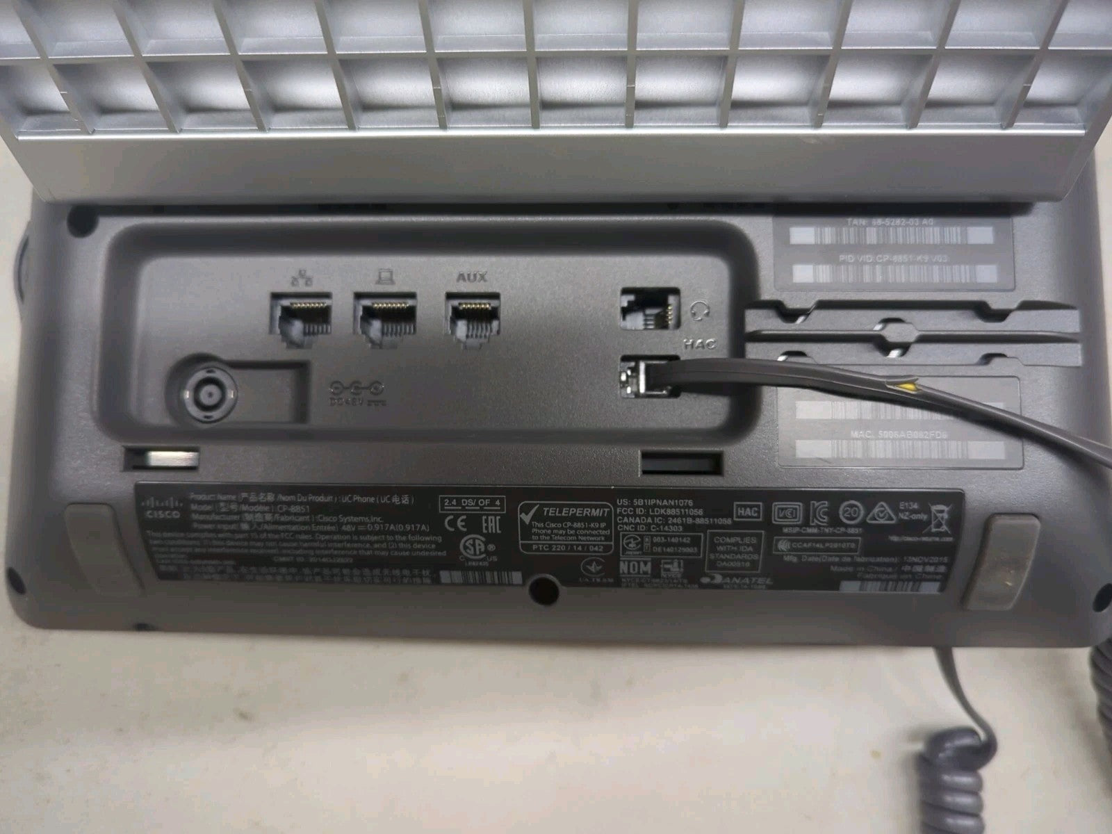Cisco CP-8851-K9 Wall Mountable IP Phone, No Power Cord 10C