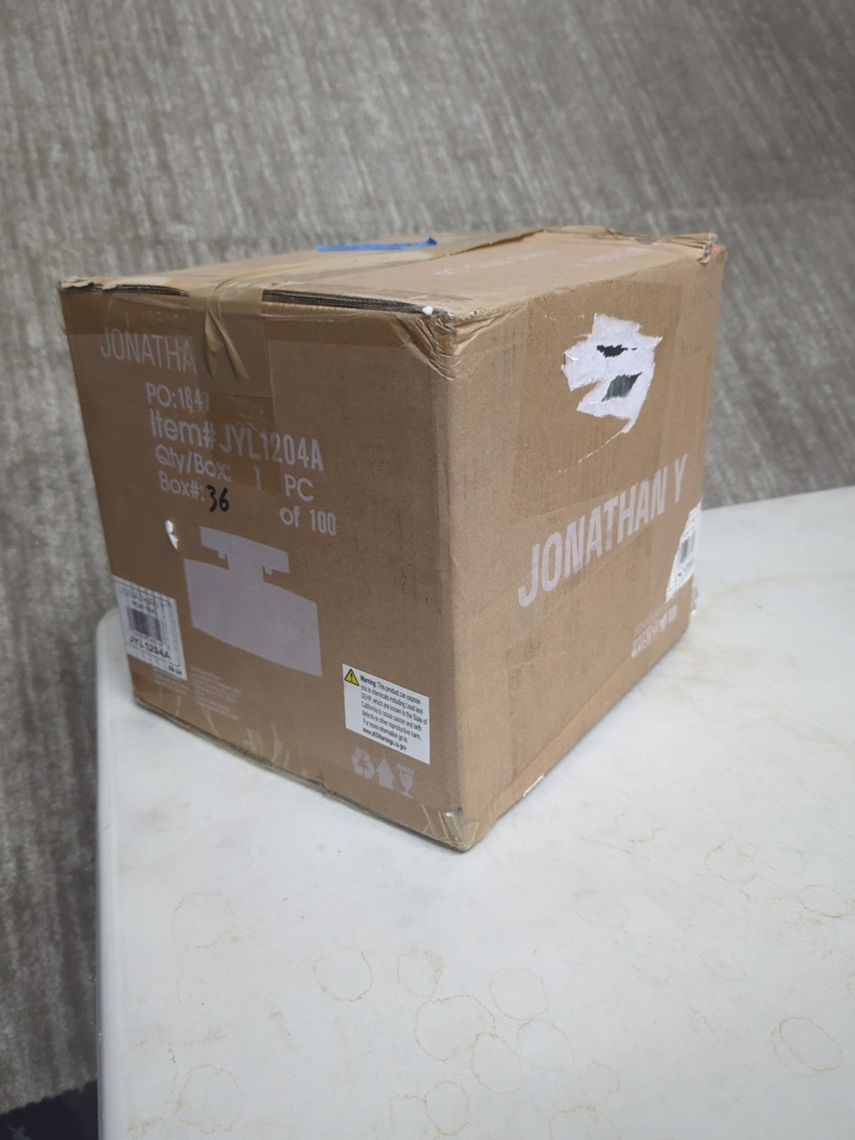 JONATHAN Y JYL1204A Tessa 8" 1-Light Alabaster/Iron Hexagonal LED Semi Flush 1B