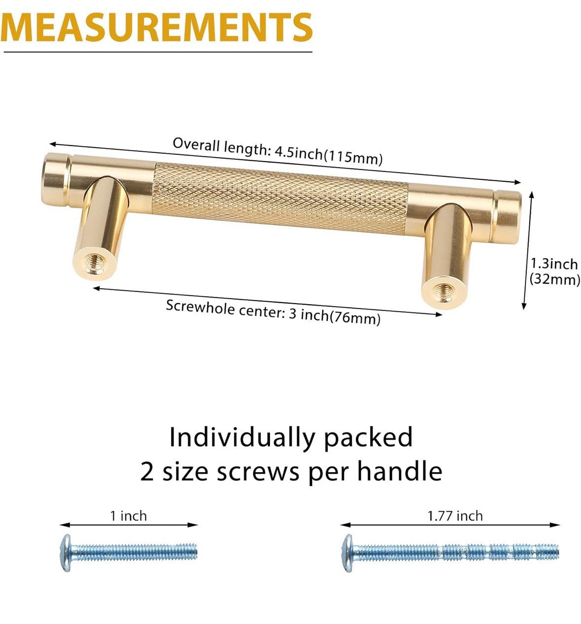Rergy Cabinet Handles Knurled Drawer Pulls 10 Pack Champagne & Rose Gold (8d)