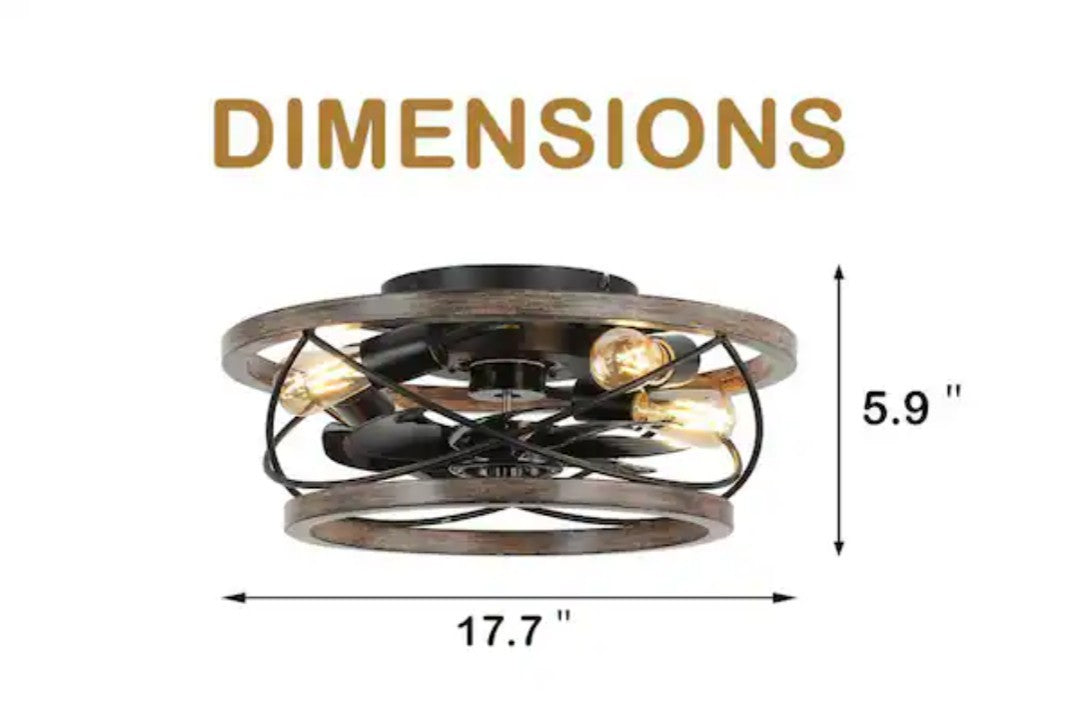 Bella Depot Farmhouse 18 in. Drum, Wood Caged Ceiling Fan w/ Light, Remote 17A