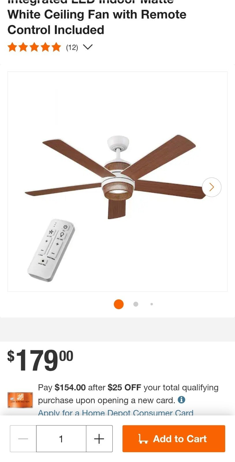 Hampton Bay Tonham 52” White Changing Integrated LED Indoor Ceiling Fan White 