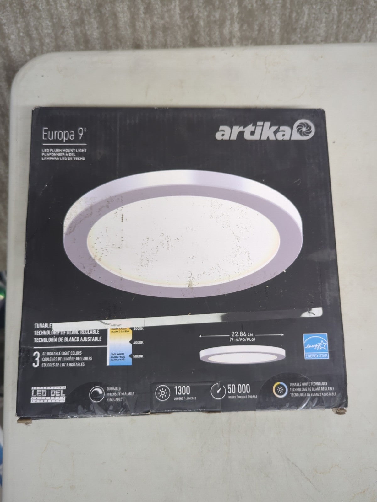 Artika Europa Disk 9 in. 1-Light White Modern Integrated LED Flush Mount 11D