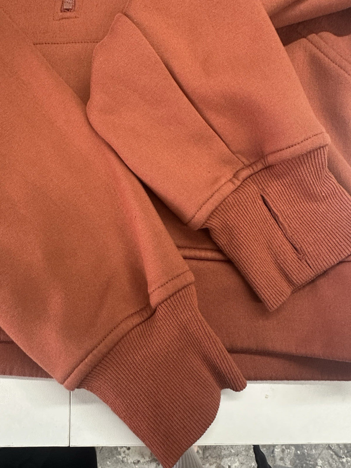 Women’s Laslulu Burnt Orange Small Crop Hoodie Sweater W/ Zipper