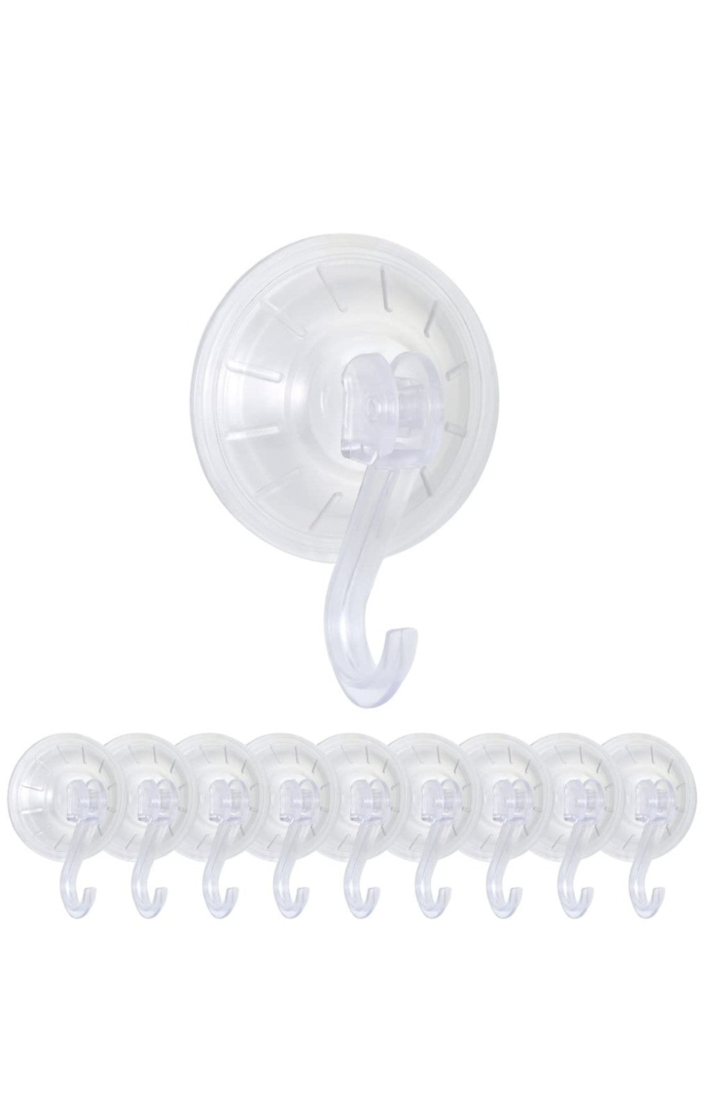 Vacuum Cup Shower Hooks 2.2" - 10pcs, Clear 2B