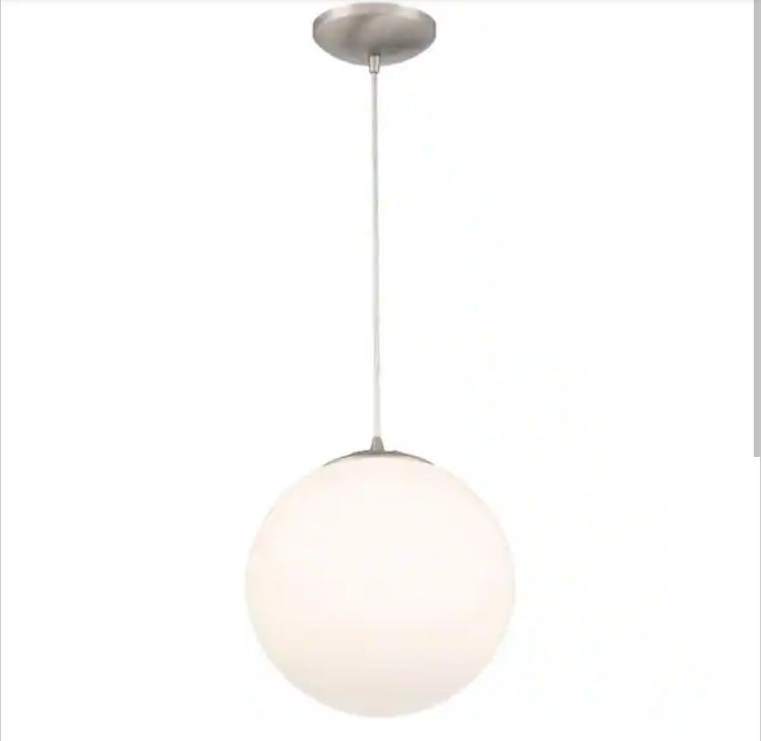 Access Lighting Pearl Brushed Steel Standard Pendant Light with Glass Shade 13E
