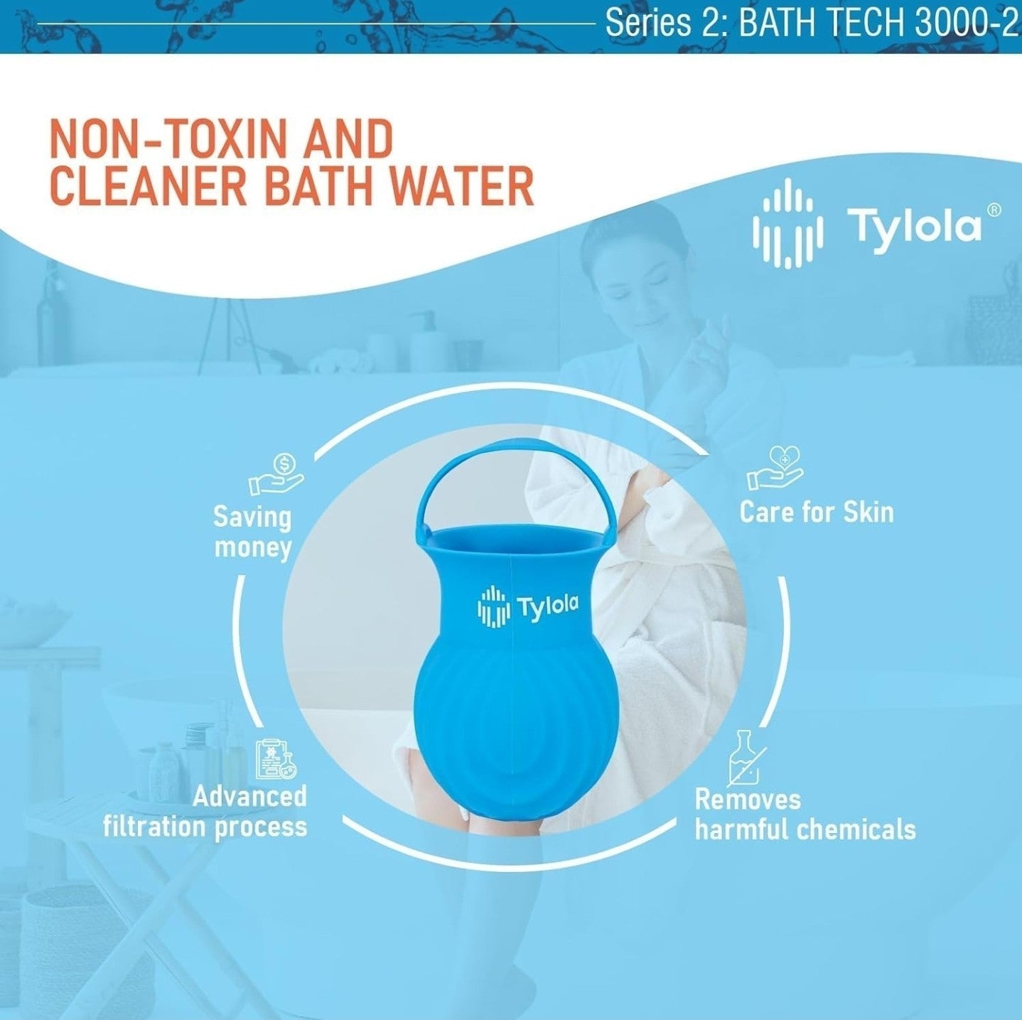 Tylola Bathtub Faucet Ball Water Filter. Zeolite Detox-Ionic Detox Bath 7A