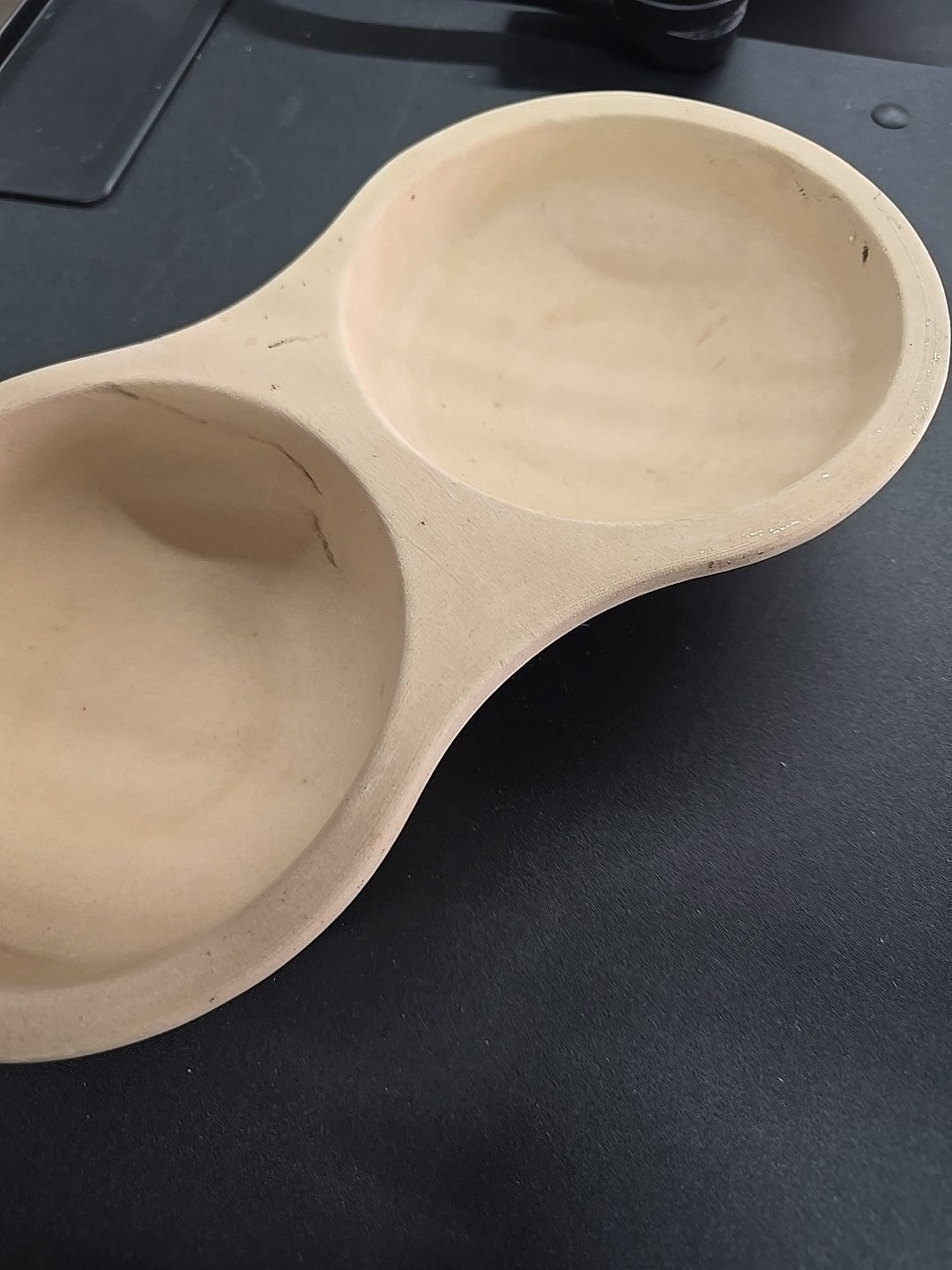 Pampered Chef Stoneware Egg Cooker 5144  Double Bowl 11.75 Baker New W/o Box 9A