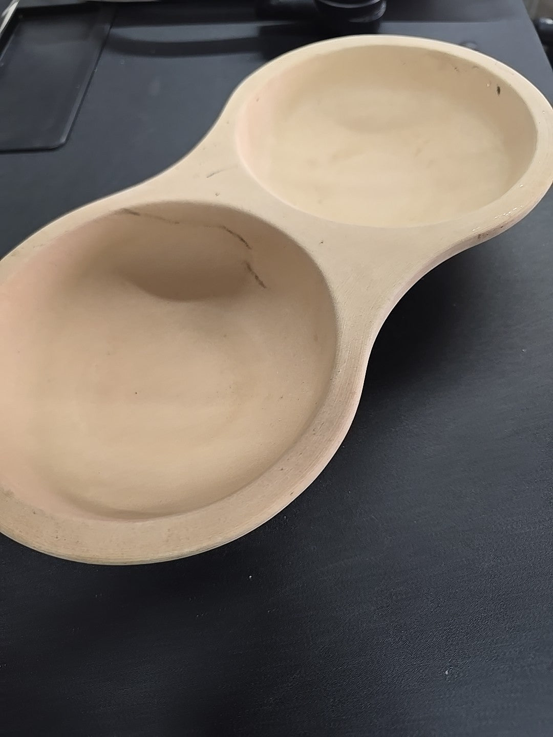 Pampered Chef Stoneware Egg Cooker 5144  Double Bowl 11.75 Baker New W/o Box 9A