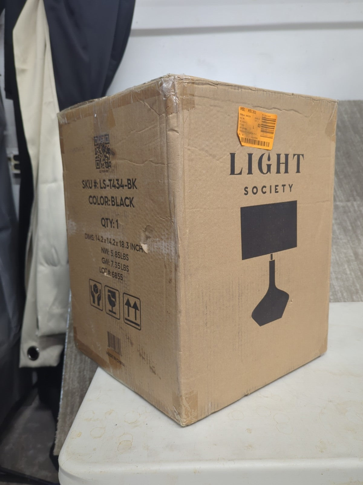 Light Society Kurvena 21.6 in. Black Table Lamp with Fabric Shade 9D