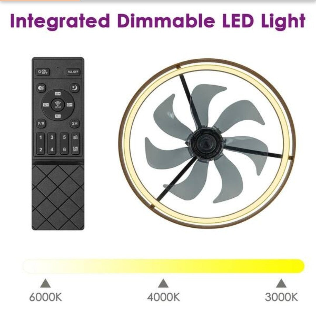 RRTYO Vaczon 18.8 in Farmhouse Ring Ceiling Fan w/ Color-Changing LED 
