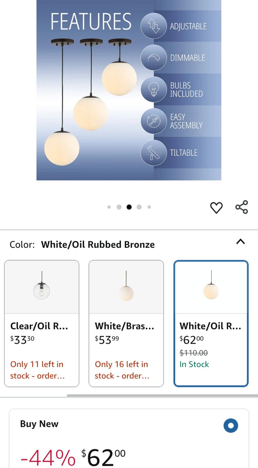 JONATHAN Y JYL9528B Bleecker 7.75" Metal/Glass Globe LED Pendant (4B)