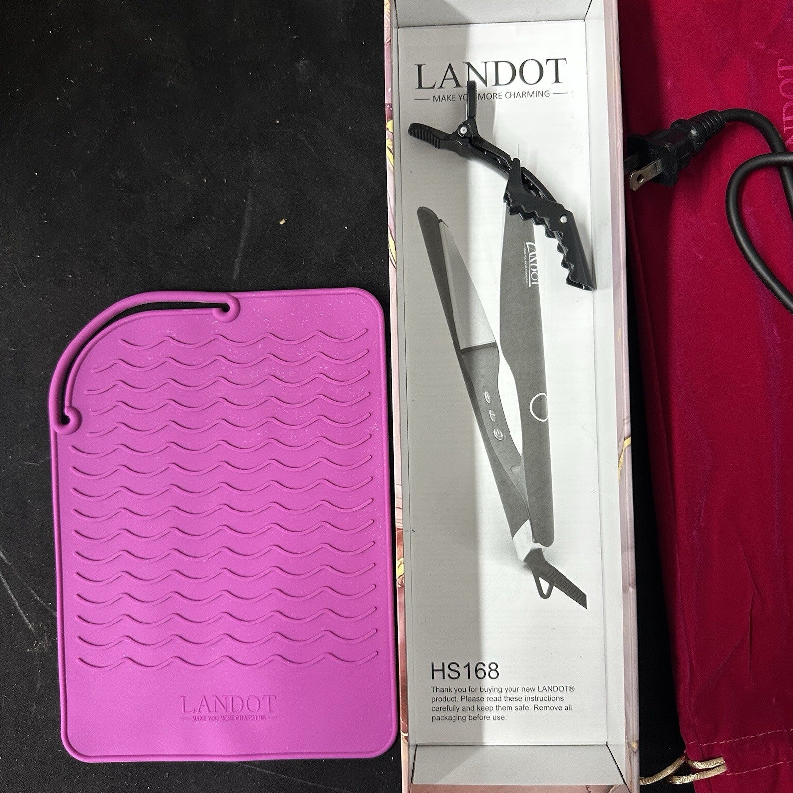 Landot HS168 2-in-1 Hair Twist Hot Iron Curler/Straightener - Black Purple 11c