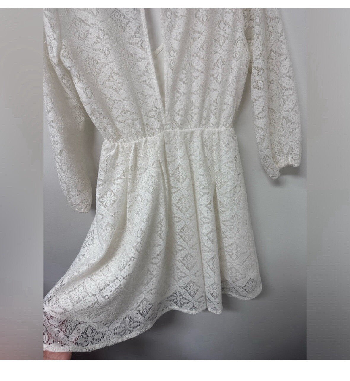 Hollister Womens Medium Lace Boho Dress Cream Fully Lined Hippie (101)