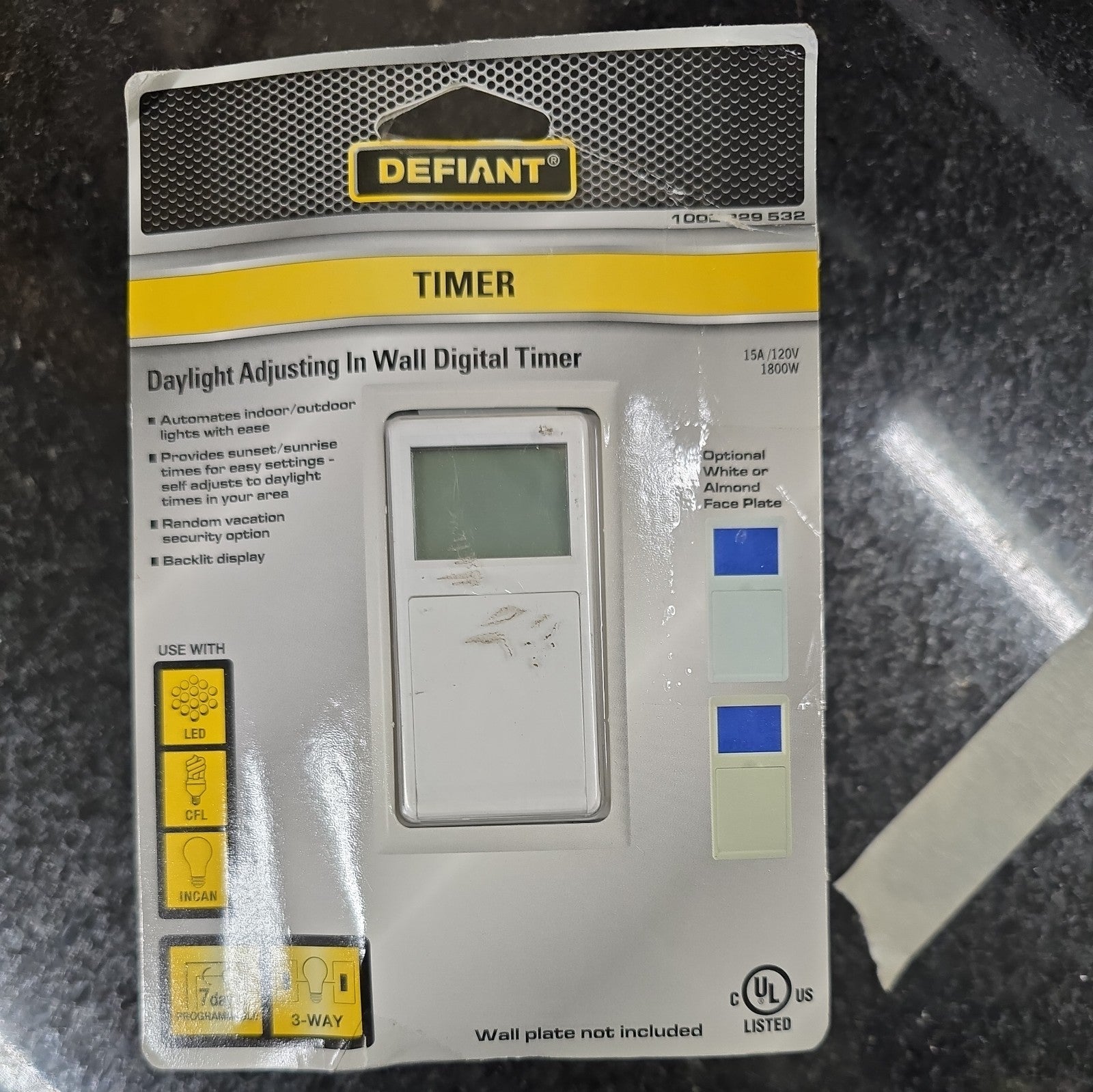 Defiant 3-Way Daylight Adjusting Digital Timer w/ Screw Terminals In-Wall Wh 6C