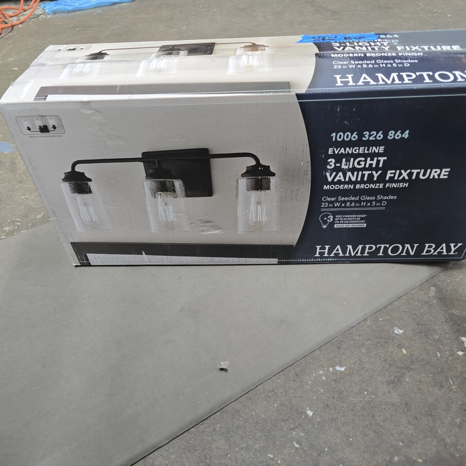 Hampton Bay Evangeline 23 in. 3-Light Modern Bronze Bathroom Vanity Light