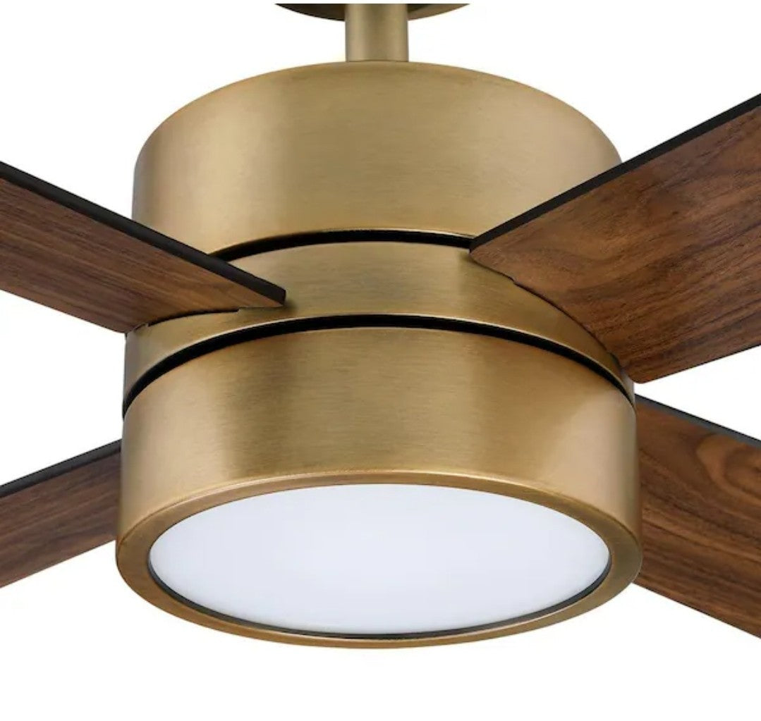 IHOMEadore 52" LED Indoor Natural Brass Ceiling Fan with Light & Remote 19A