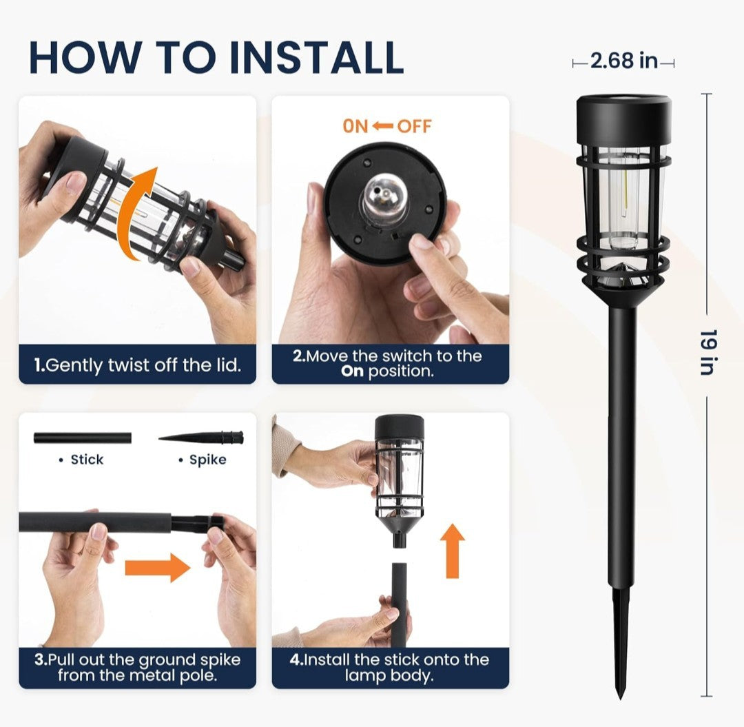 Solar Pathway Lights 8 Pack, Garden Lights  Waterproof (Warm White) 15E