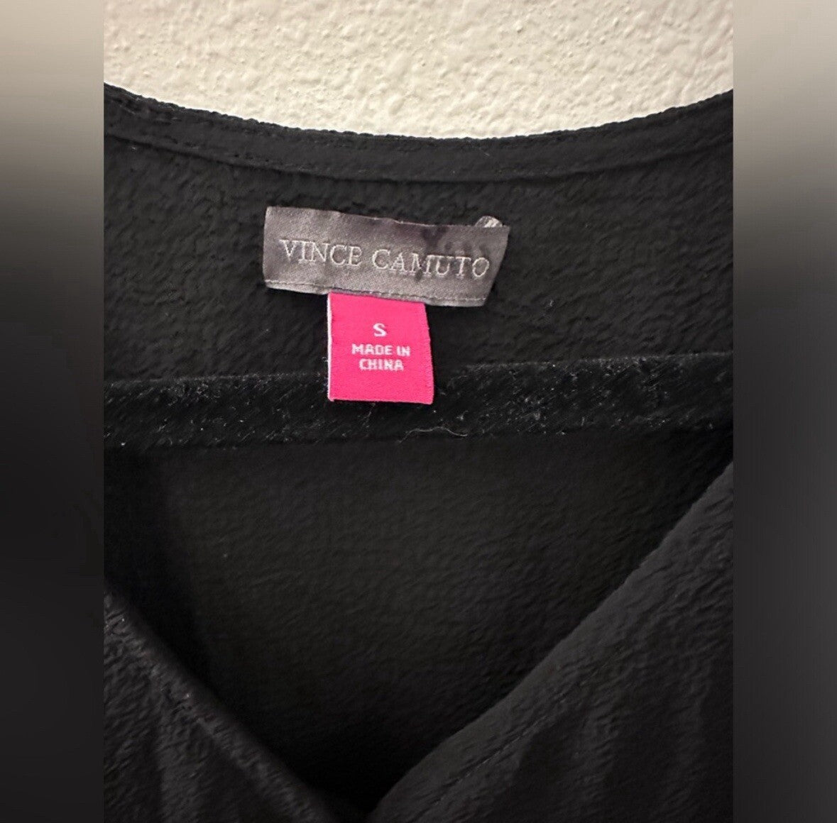 Vince Camuto Black Button Up Loose Blouse Size Small 3/4 Sleeve Sheer 5.5