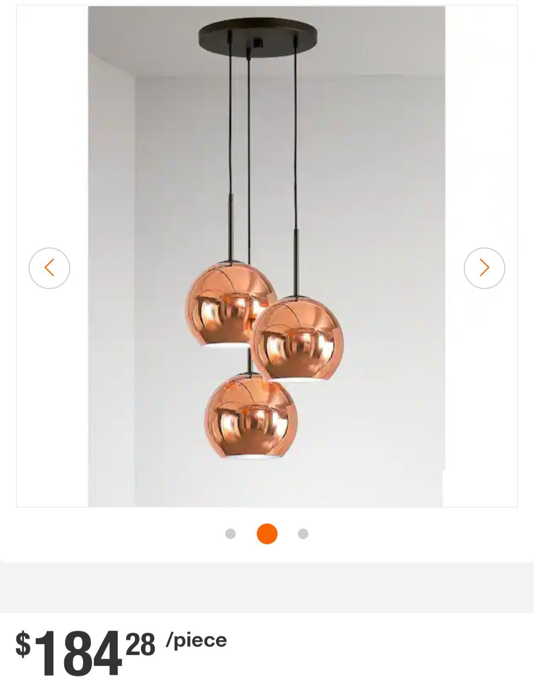 Metro 3-Lights Dark Bronze Globe Pendant Light Polished Copper Metal Shades 17A