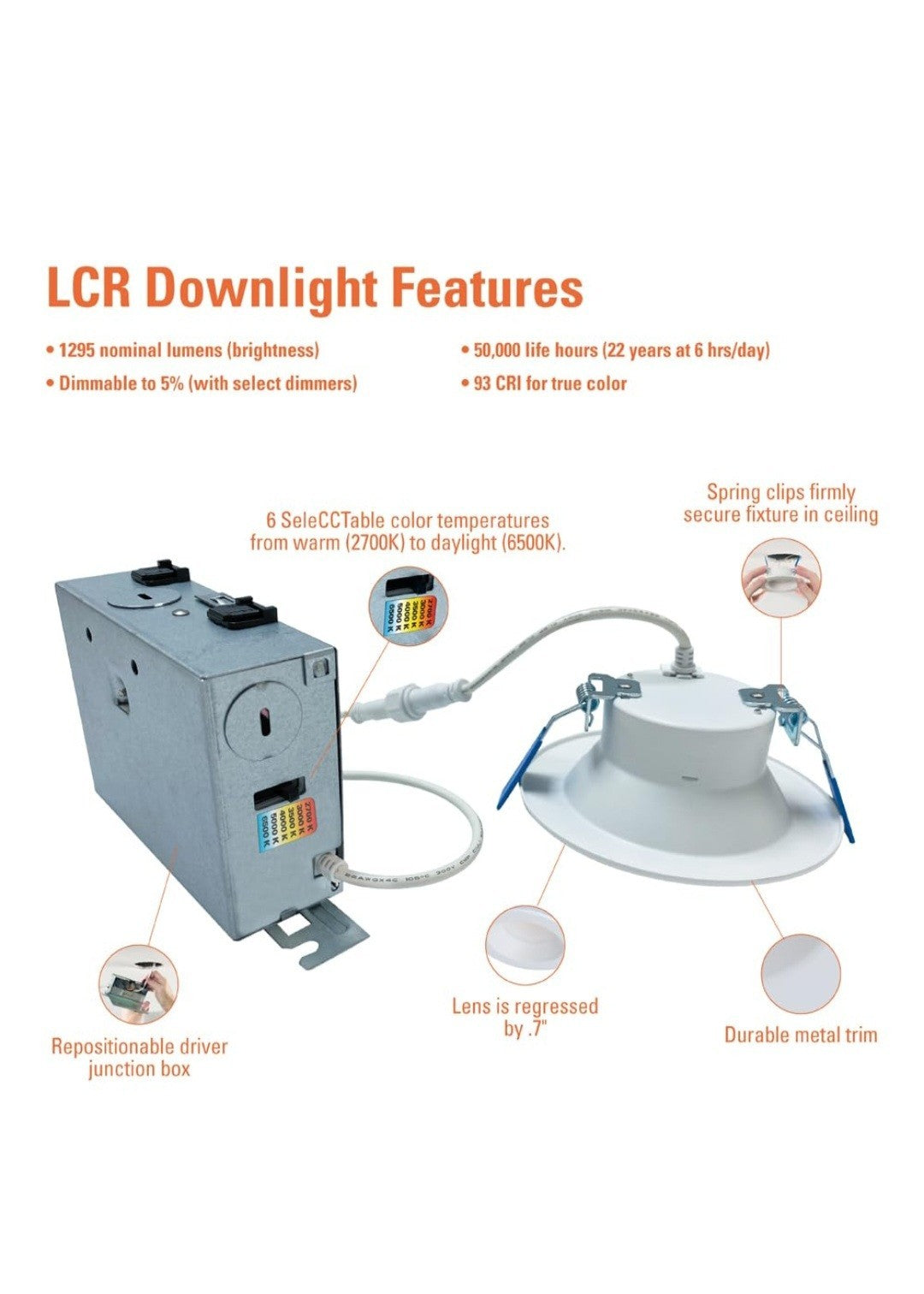 HALO Direct Mount - LCR Selectable Light  Commercial Retrofit 1264 Lumens 5A