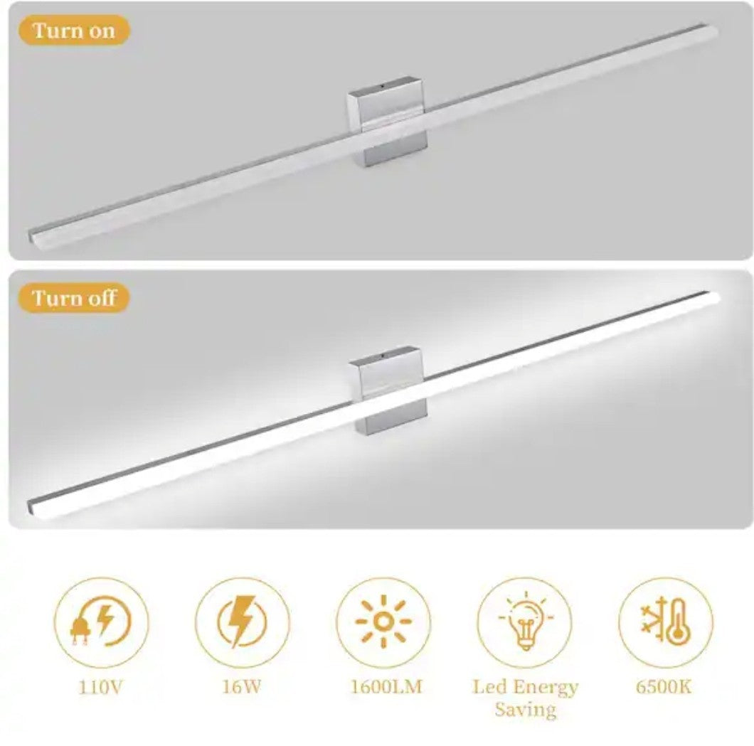 48 in. 1-Light 24-Watt 6500K Cool White Integrated LED Bathroom Vanity Light Bar