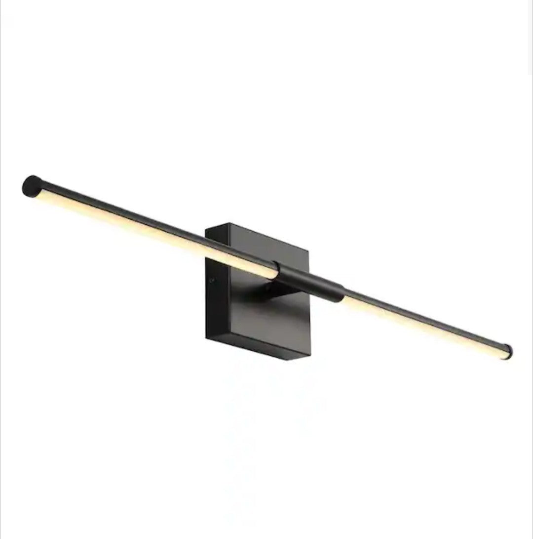JONATHAN Y Makena 28 in. Black Metal Dimmable Integrated LED Wall Sconce 15C
