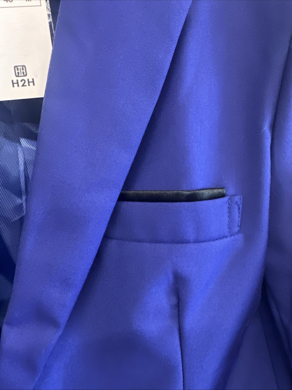 H2H Men's Blue Collared Formal One Button Long Sleeve Blazer Jacket Suit US Sm