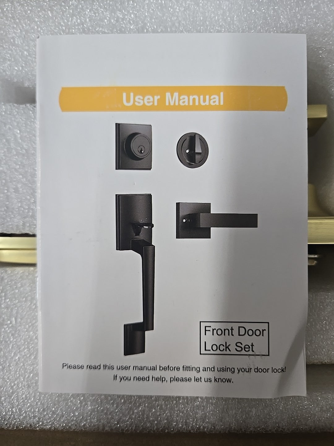 Front Door Handleset with Deadbolt and Lever Set Black Azdele 2B